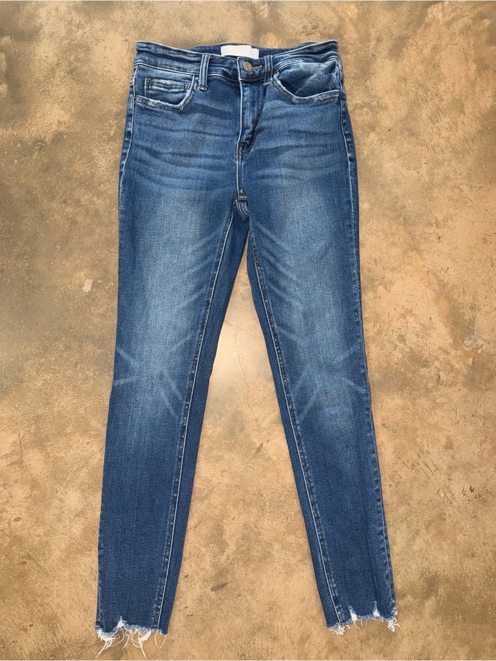 Vervet High Rise Skinny Jeans Raw Hem Distressed Size 26